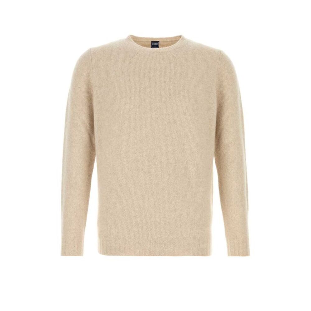 Fedeli Men Sand Stretch Wool Blend Sweater
